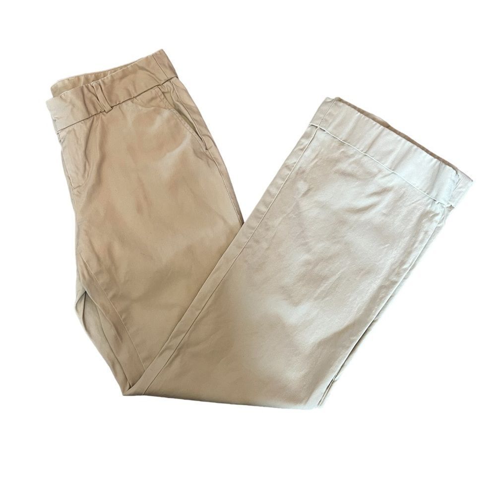 BANANA REPUBLIC Martin Tan Stretch Wide Leg Cuffed Mid Rise Khaki Pant 4